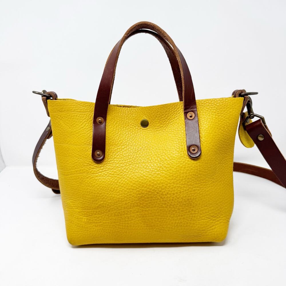 Go Forth Goods Avery Golden Sun Leather Crossbody Tote Handmade USA Quiet Luxury - Picture 8 of 10
